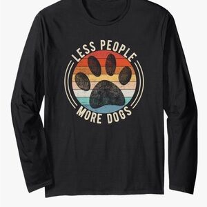 Funny Dog Lover Shirt “Less People More Dogs” Retro Paw Tee | NWOT | L | unisex